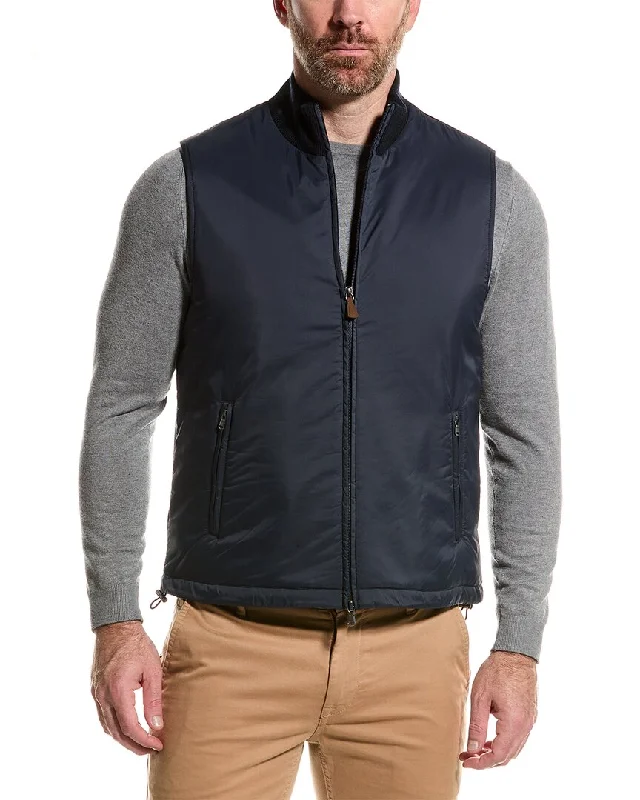 Men’s stylish wool crew-Bruno Magli Knit Collar Wool Vest