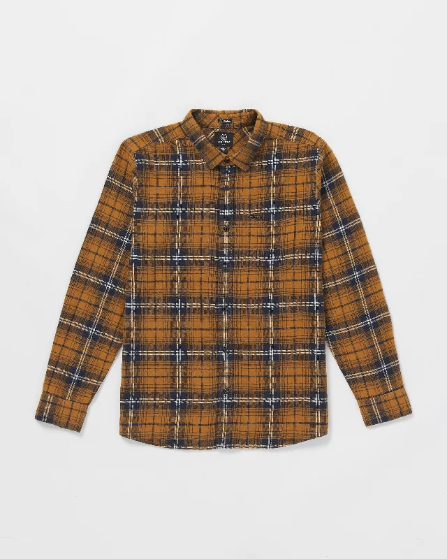 Men’s short-sleeve cool fabric-Caden Plaid Long Sleeve Shirt - Chestnut Brown