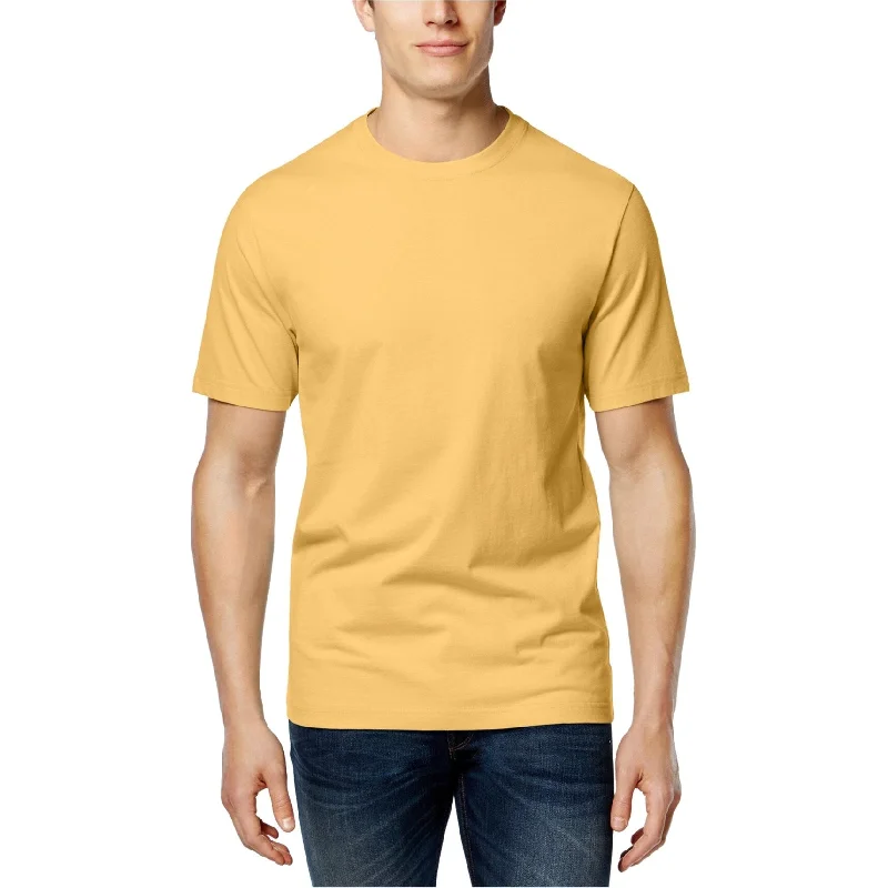 Men’s short-sleeve printed shirt-Club Room Mens Crew Neck Basic T-Shirt, Yellow, Small