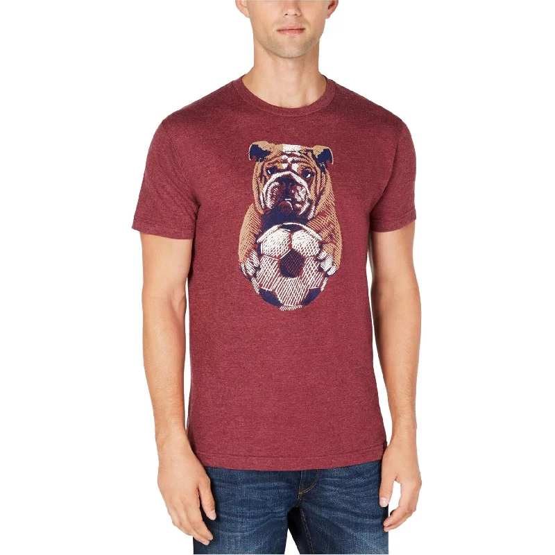 Men’s short-sleeve printed shirt-Club Room Mens Soccer Bulldog Graphic T-Shirt, Red, Small