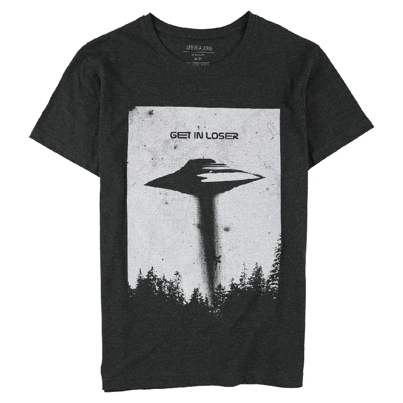 Men’s short-sleeve classic style-Elevenparis Mens Get In Loser Graphic T-Shirt, Grey, Small