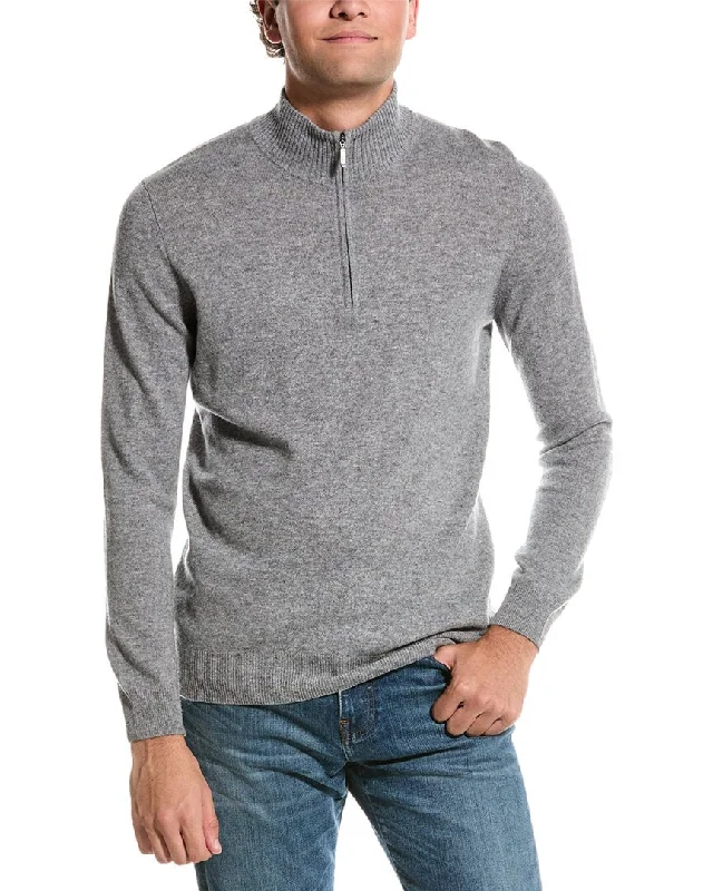 Men’s lightweight knit sweater-Forte Cashmere Mock Neck Cashmere 1/4-Zip Sweater