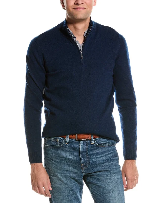 Men’s oversized knit sweater-Forte Cashmere Mock Neck Cashmere 1/4-Zip Sweater