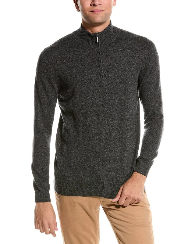 Men’s slim-fit fleece sweater-Forte Cashmere Mock Neck Cashmere 1/4-Zip Sweater