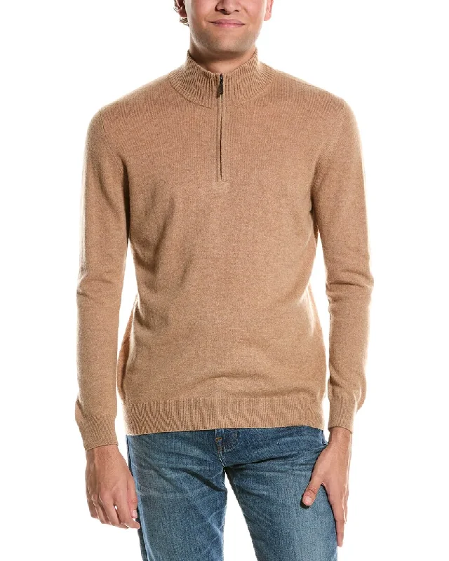 Men’s cozy fleece pullover-Forte Cashmere Mock Neck Cashmere 1/4-Zip Sweater