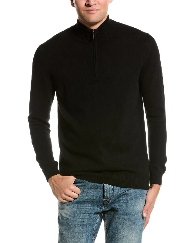 Men’s slim-fit pullover sweater-Forte Cashmere Mock Neck Cashmere 1/4-Zip Sweater