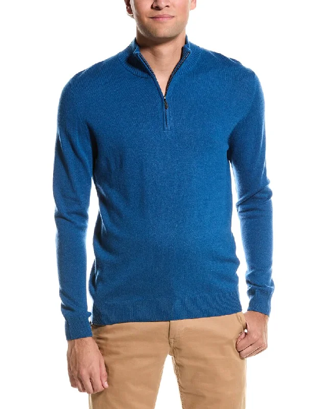 Men’s stylish cotton pullover-Forte Cashmere Mock Neck Cashmere 1/4-Zip Sweater