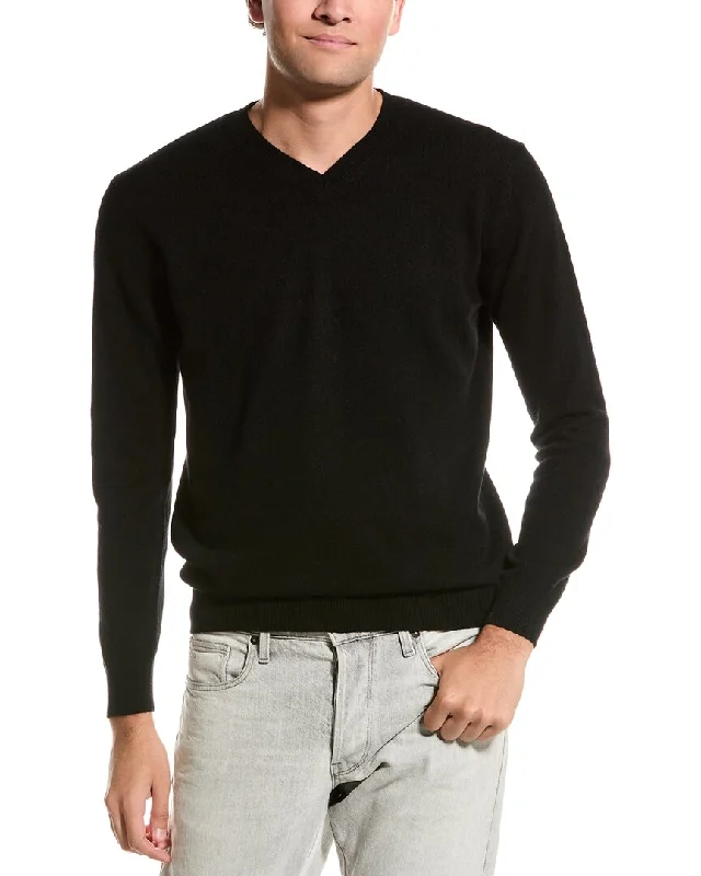 Men’s soft crew neck sweater-Forte Cashmere V-Neck Cashmere Sweater