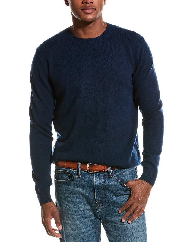 Men’s cable-knit fleece pullover-Forte Classic Crew Cashmere Sweater