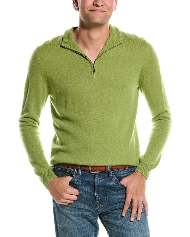 Men’s warm knit sweater-Forte Quarter Zip Cashmere Pullover