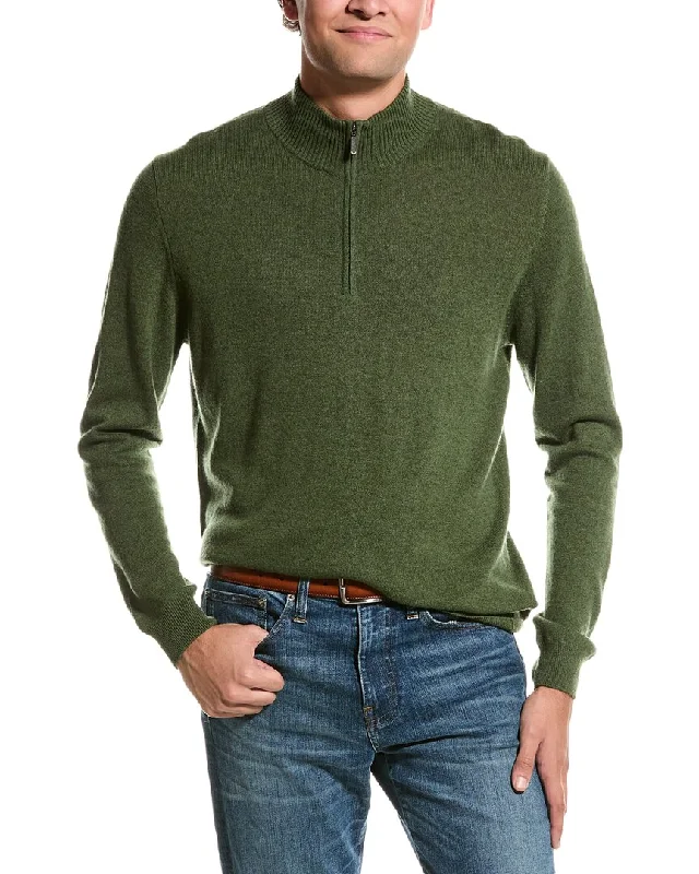 Men’s lightweight turtleneck sweater-Forte Quarter Zip Cashmere Sweater