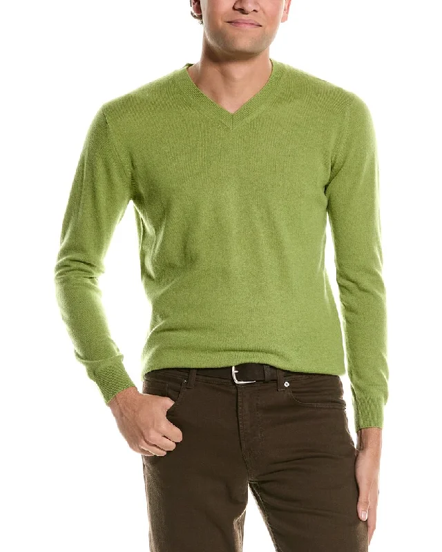 Men’s casual turtleneck sweater-Forte V-Neck Cashmere Sweater