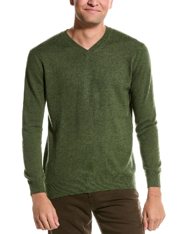 Men’s crew neck sweater-Forte V-Neck Cashmere Sweater