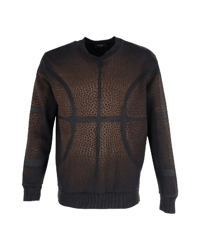 Men’s warm fleece sweater-Givenchy Basketball Print Sweater in Brown Cotton