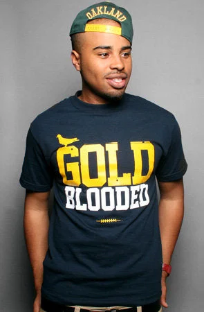 Men’s short-sleeve minimalist top-Gold Blooded (Men's Navy/Gold Tee)