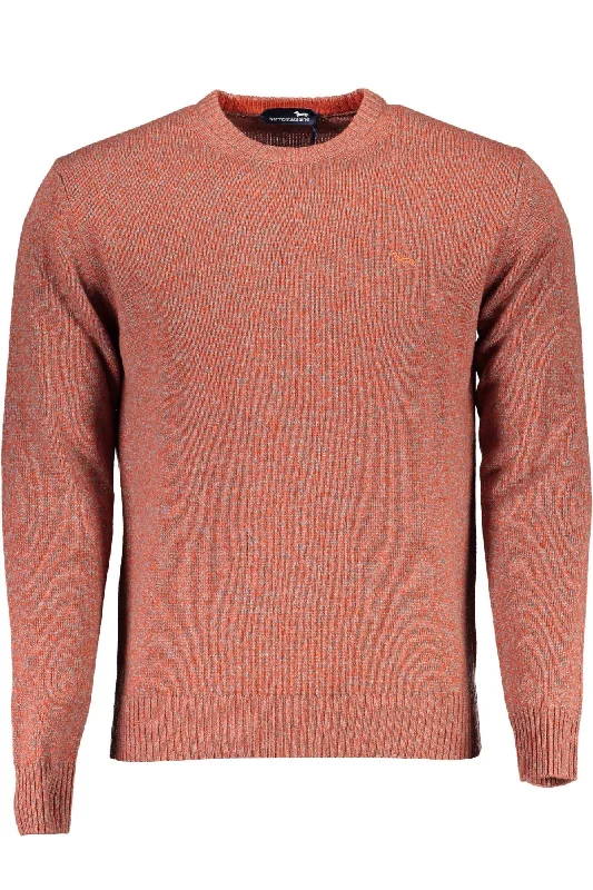 Men’s oversized wool sweater-Harmont & Blaine Elegant  Crew Neck Sweater with Men's Embroidery