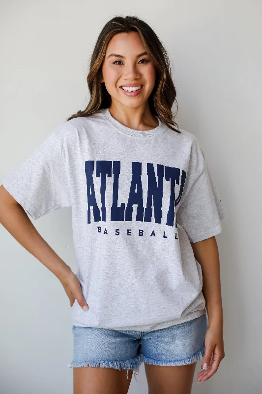 Men’s short-sleeve crew neck-Heather Grey Atlanta Baseball Graphic Tee