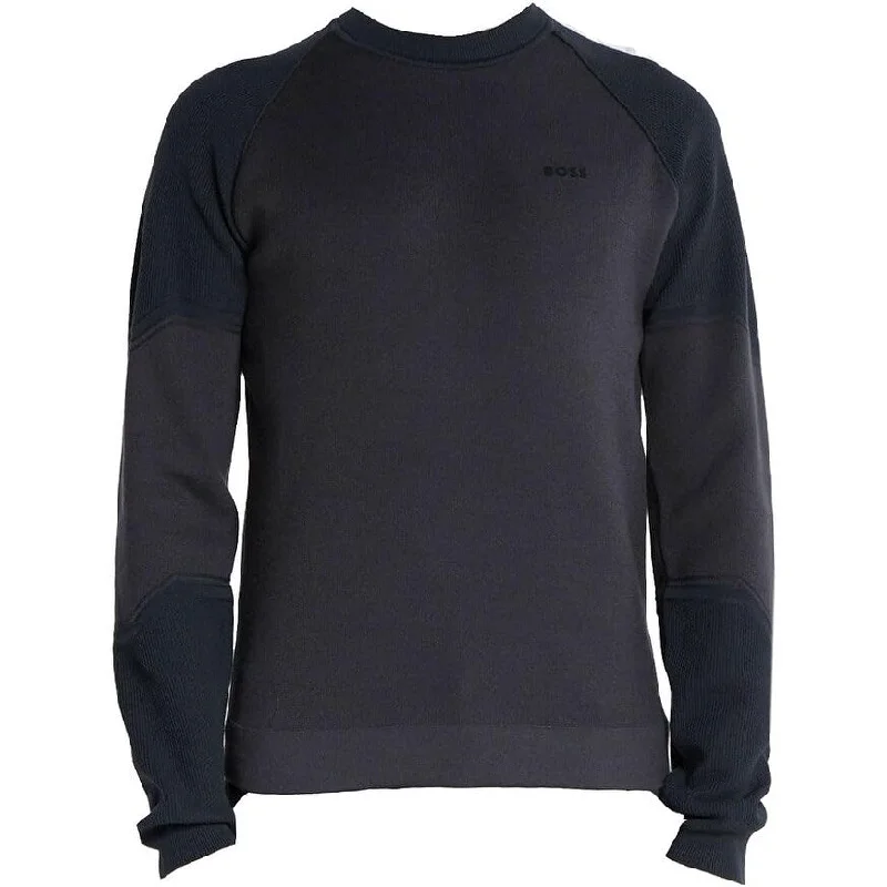 Men’s cable-knit cotton pullover-Hugo Boss Men's Relka Cotton Pullover Sweater, Dark Grey