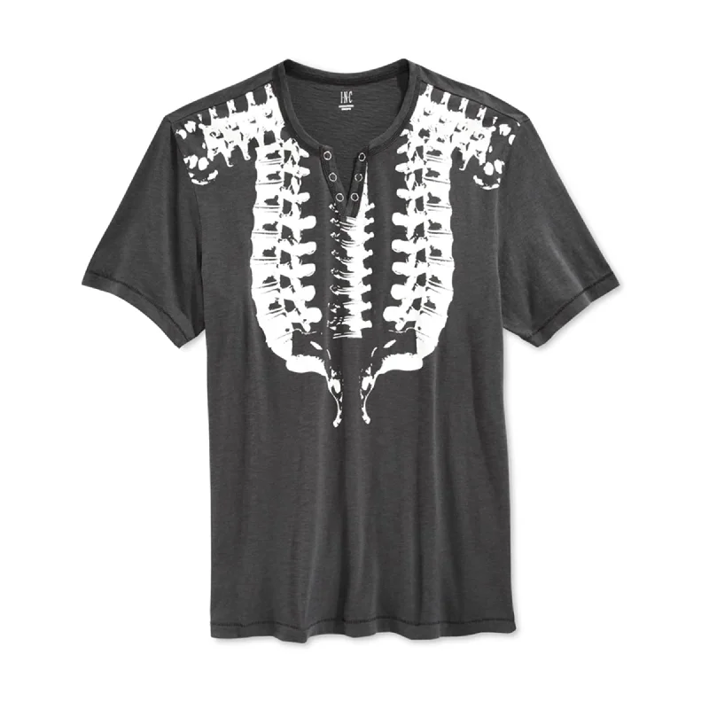 Men’s short-sleeve beach shirt-I-N-C Mens Spine Split Neck Graphic T-Shirt