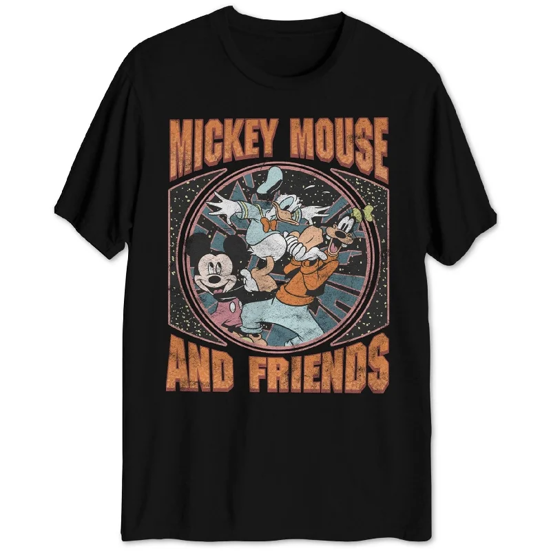 Men’s short-sleeve soft texture-Jem Mens Mickey Mouse & Friends Graphic T-Shirt, Black, XLT