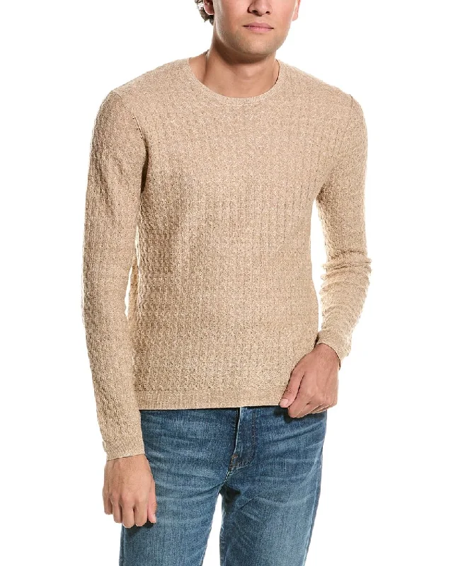 Men’s cozy cashmere sweater-John Varvatos McClain Regular Fit Long Linen, Wool, Silk, & Cashmere-Blend