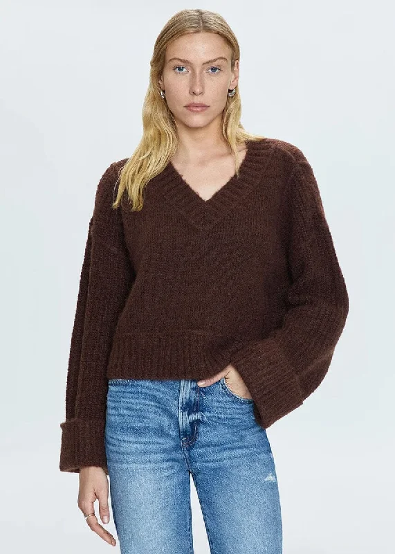 Men’s cable-knit cashmere sweater-Joy Cropped Boxy Sweater - Dark Roast