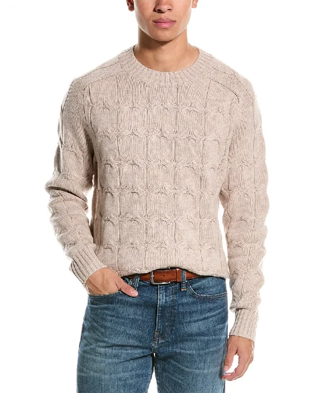 Men’s cable-knit fleece pullover-Kier+J Cable Wool & Cashmere-Blend Crewneck Sweater