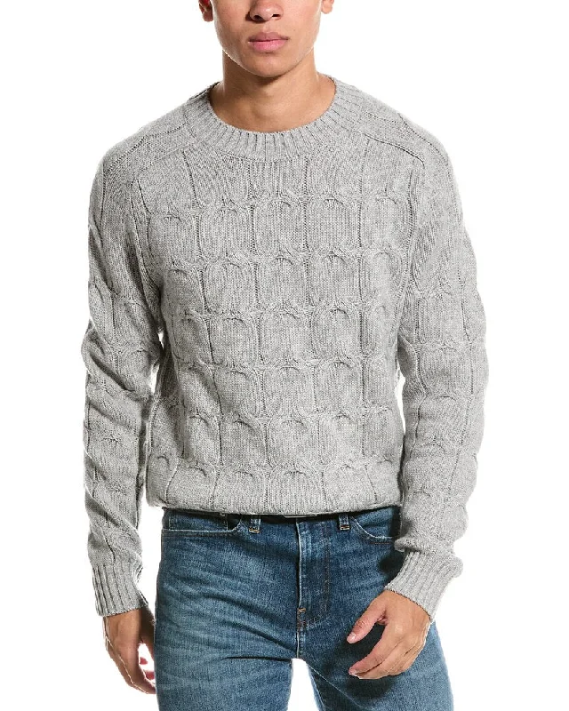 Men’s warm turtleneck sweater-Kier+J Cable Wool & Cashmere-Blend Crewneck Sweater