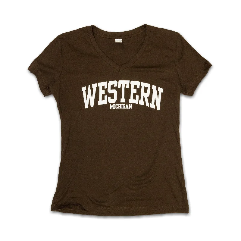 Men’s short-sleeve casual graphic-Ladies' Western Michigan Collegiate V-Neck