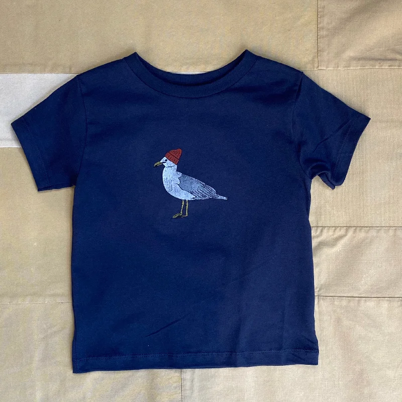 Men’s short-sleeve trendy color-Little Seagull T-shirt, Navy