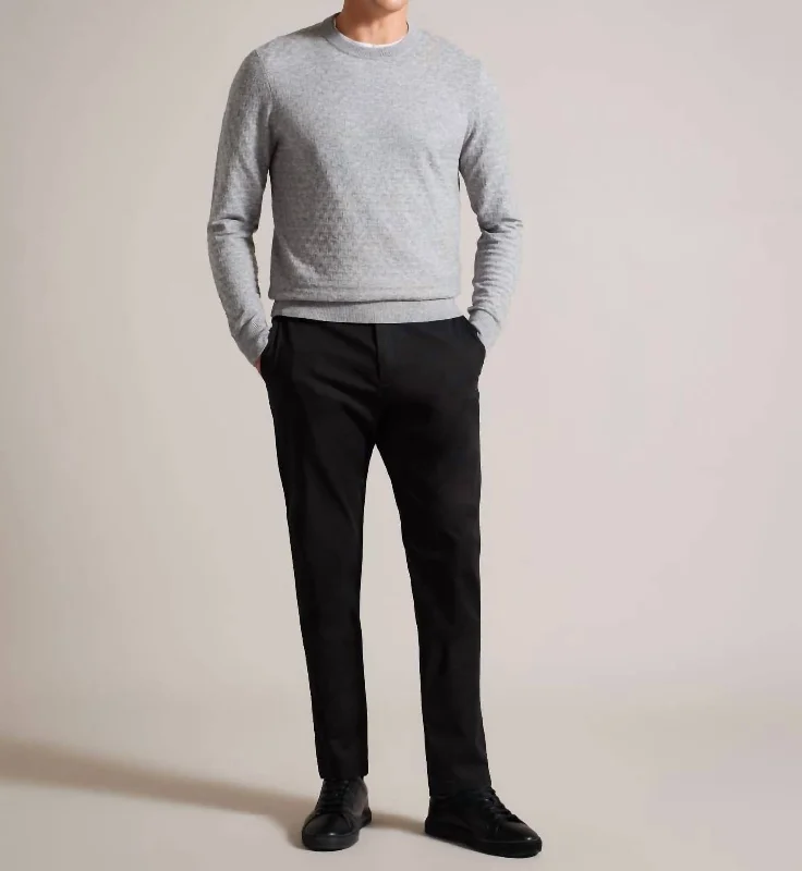 Men’s slim-fit cashmere sweater-Men Lentic Raglan Sleeve Pullover Sweater In Grey-Marl