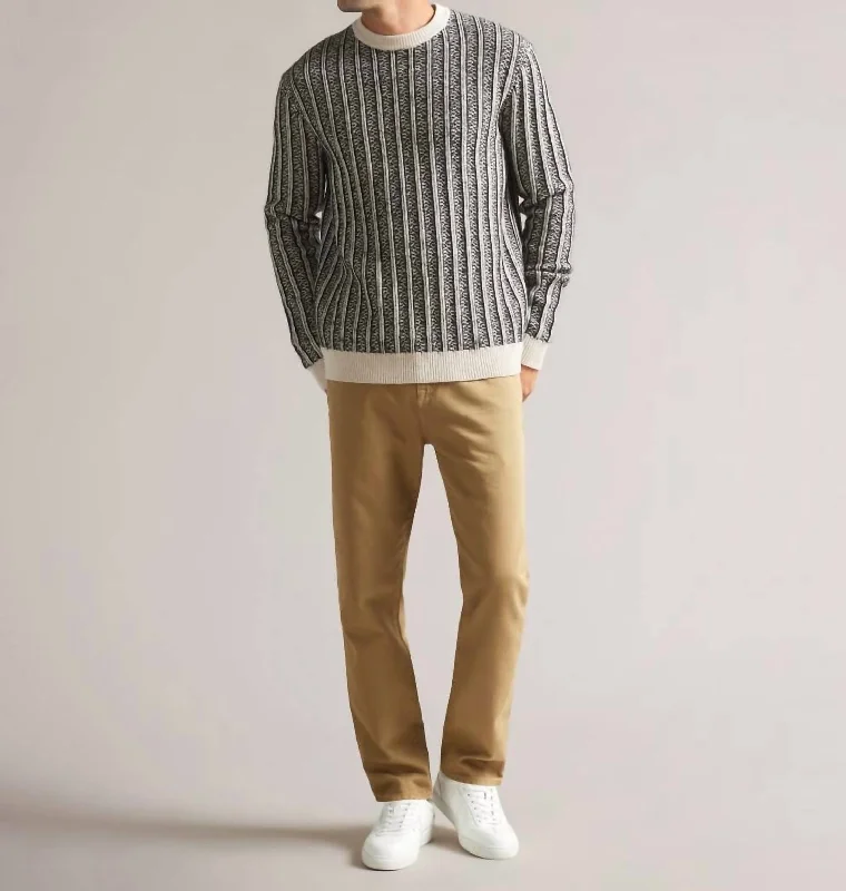 Men’s classic turtleneck sweater-Men's Buzzad Textured Pullover Sweater In Black White