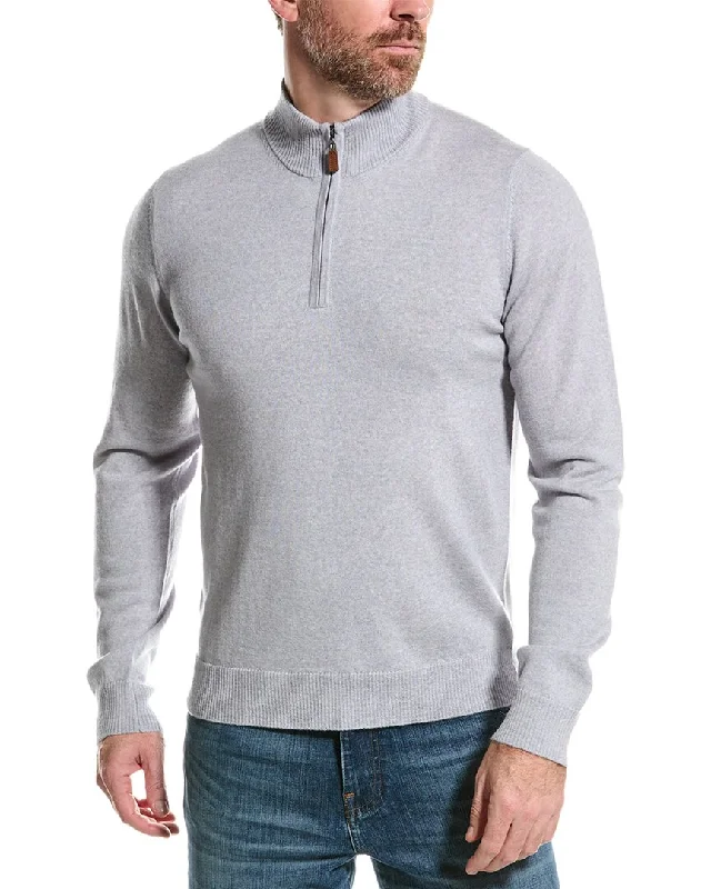 Men’s cable-knit wool pullover-Mette Merino Wool Mock 1/4-Zip Sweater