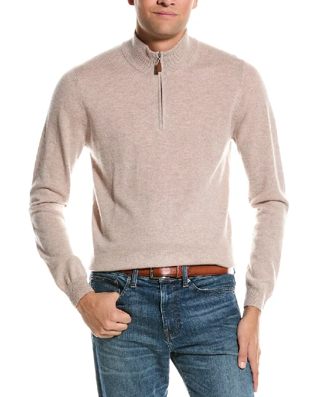 Men’s lightweight wool sweater-Mette Quarter Zip Cashmere Pullover