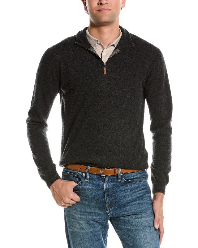 Men’s casual wool sweater-Mette Quarter Zip Cashmere Pullover