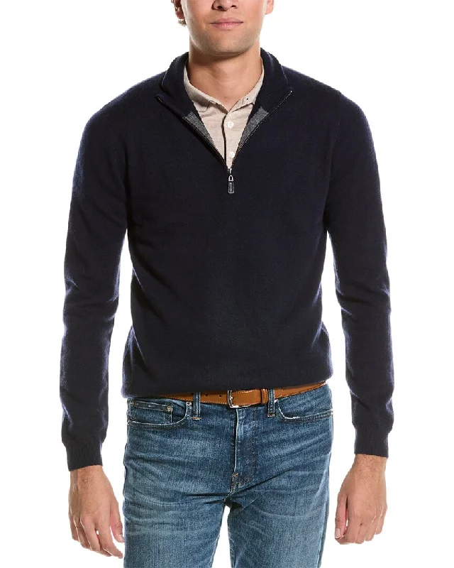 Men’s soft cardigan sweater-Mette Quarter Zip Cashmere Pullover