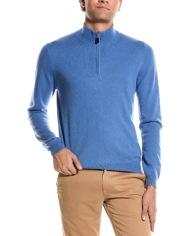 Men’s classic V-neck sweater-Mette Quarter Zip Cashmere Pullover