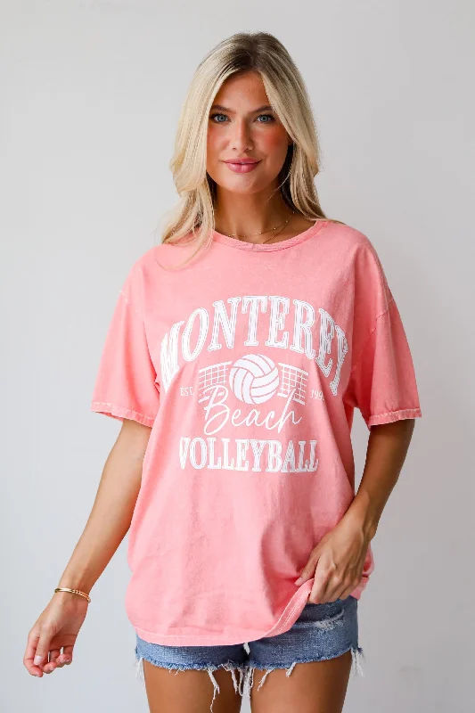 Men’s short-sleeve classic style-FINAL SALE - Monterey Beach Volleyball Coral Graphic Tee