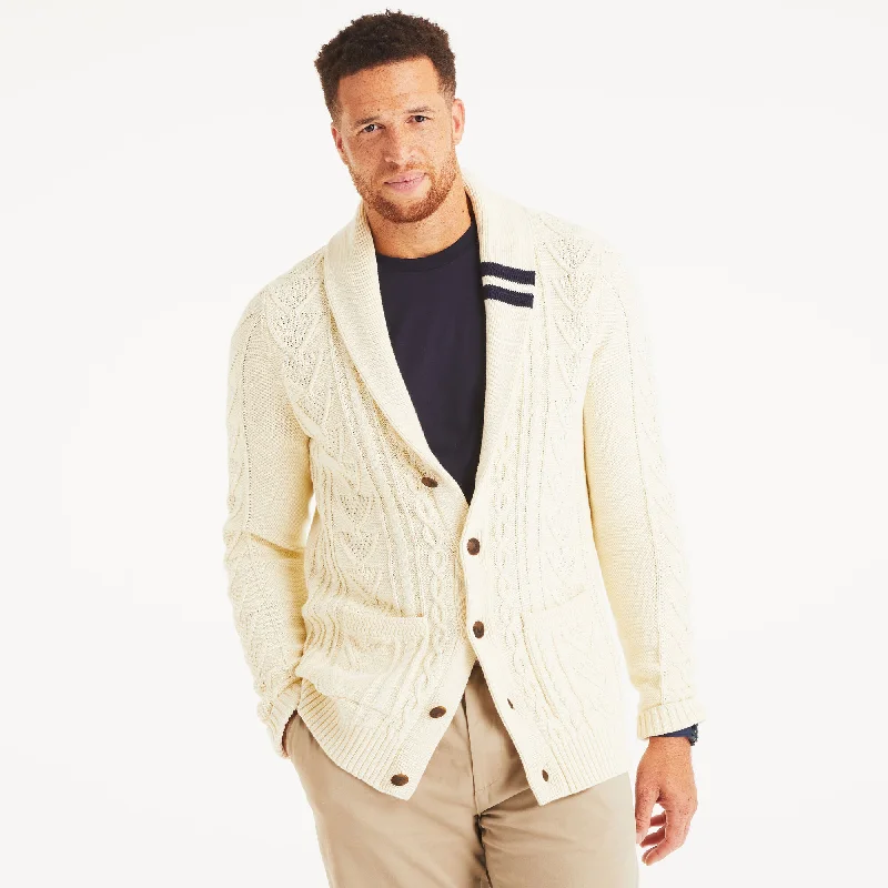 Men’s slim-fit turtleneck sweater-Nautica Mens Big & Tall Cable-Knit Cardigan