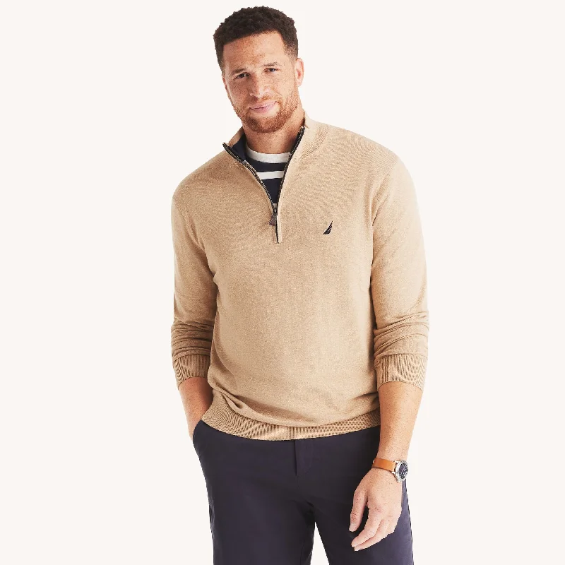 Men’s stylish V-neck sweater-Nautica Mens Big & Tall Navtech Quarter-Zip Sweater