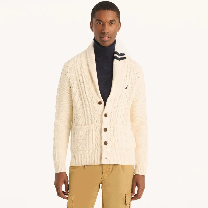 Men’s lightweight wool sweater-Nautica Mens Cable-Knit Cardigan