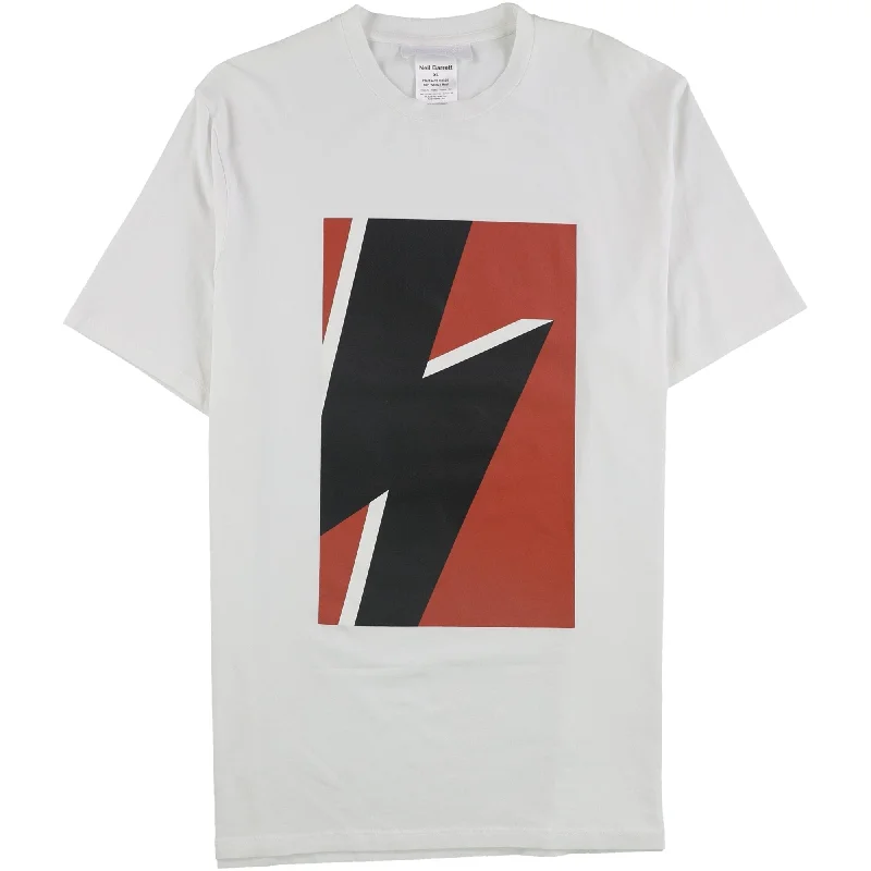 Men’s short-sleeve weekend style-Neil Barrett Mens Pop Thunderbolt Graphic T-Shirt, White, X-Large