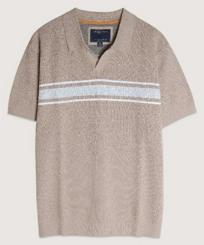 Men’s stylish crew sweater-Retro Stripe Polo Sweater