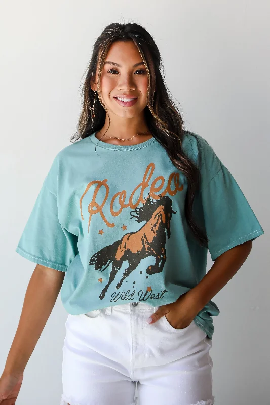 Men’s short-sleeve crew neck-FINAL SALE - Rodeo Teal Graphic Tee