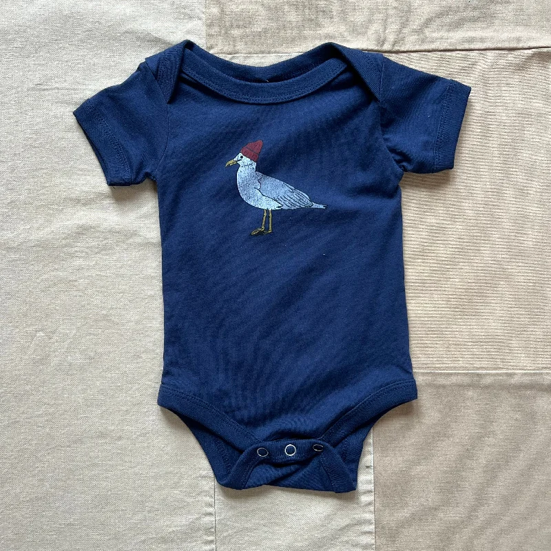 Men’s short-sleeve cool design-Seagull Onesie, Navy