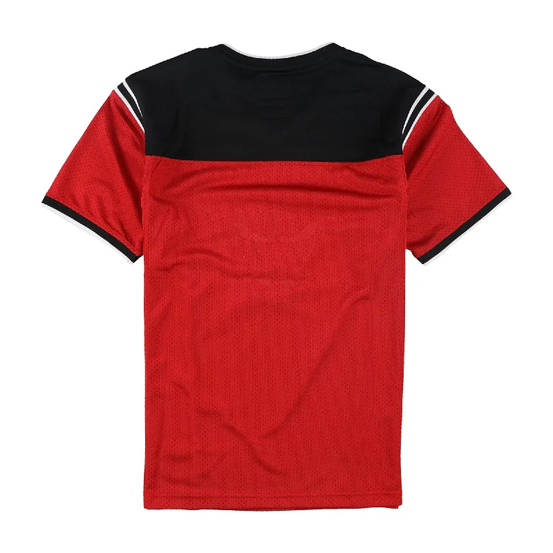 Men’s short-sleeve eco-friendly shirt-STARTER Mens Chicago Bulls Mesh Embellished T-Shirt, Red, X-Large