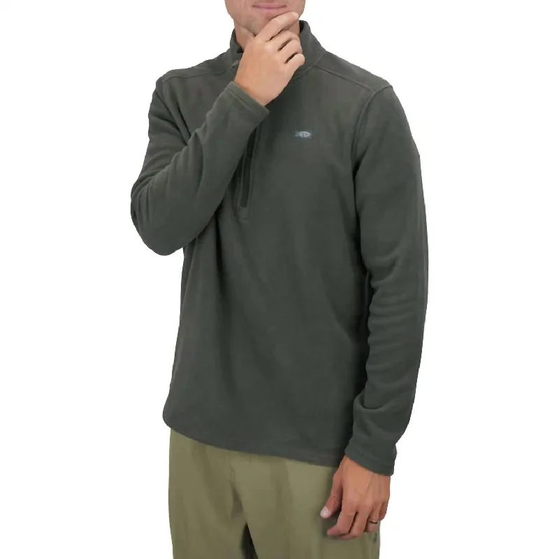 Men’s soft V-neck sweater-Sundown Fishing 1/4 Zip Fleece Shirt In Bungee Cord