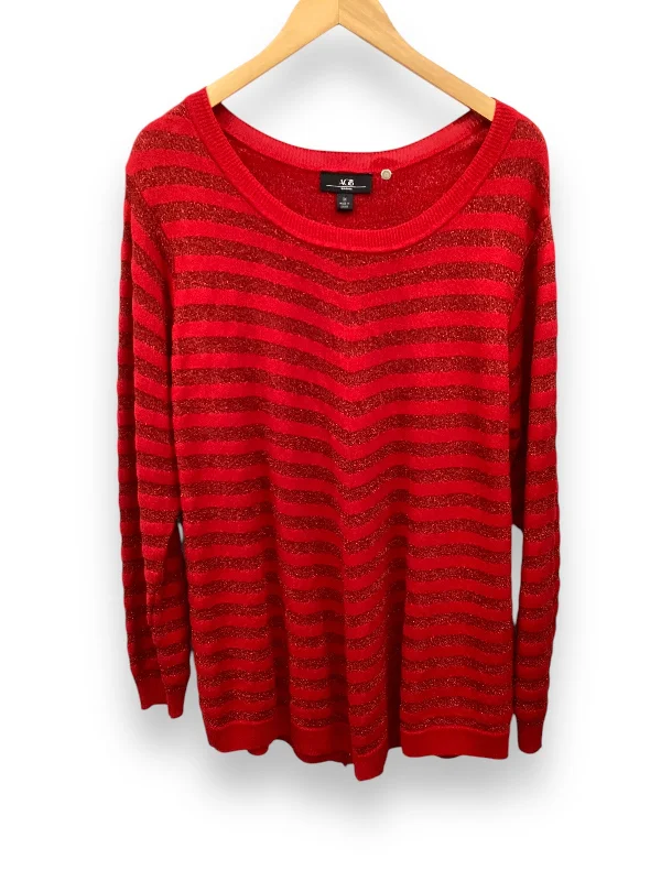 Men’s stylish V-neck sweater-Sweater By Agb In Red, Size: 3x