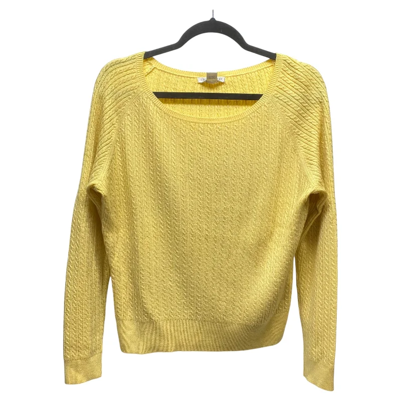 Men’s cable-knit cashmere sweater-Sweater By Casual Corner In Yellow, Size: M