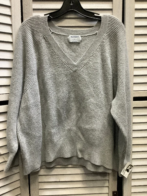 Men’s casual V-neck pullover-Sweater By Old Navy In Grey, Size: 2x